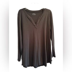 Eddie Bauer Lightweight Casual Womens Large Black Tunic Blouse Long Sleeve VNeck